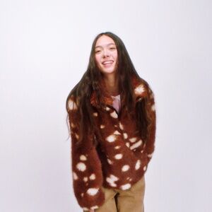 Gap × Sandy Liang Spotted Vegan Fur Half-Zip Pullover